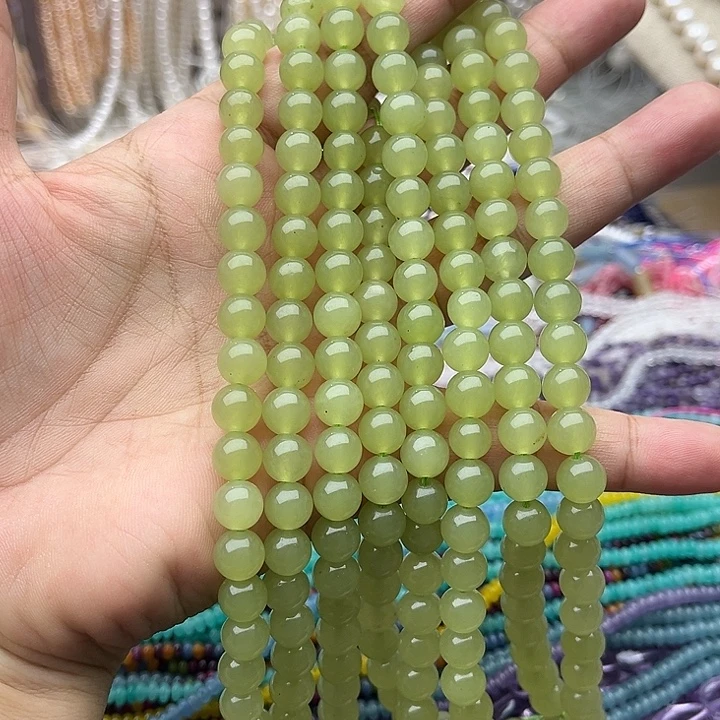 玛瑙/玉髓未镶嵌珠宝半成品一条8mm晴水和田玉