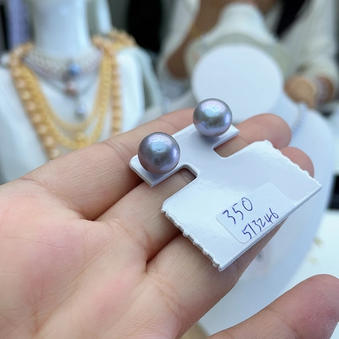 银S925镶嵌淡水珍珠耳饰