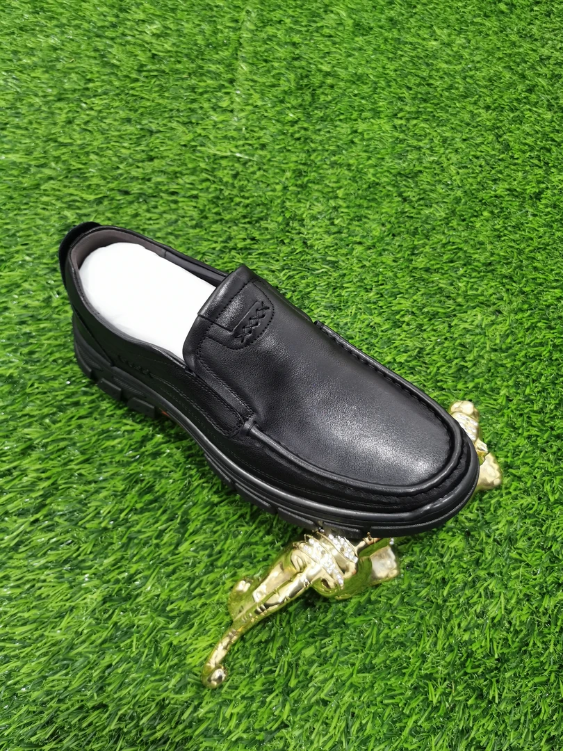 秋冬新款牛皮一脚蹬透气厚底胶粘休闲皮鞋豆豆鞋单鞋