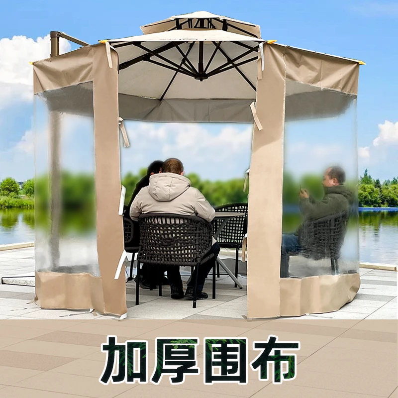 加厚透明围布围裙围帐遮风挡雨保暖垂钓庭院防寒通用夹帐篷围摆摊
