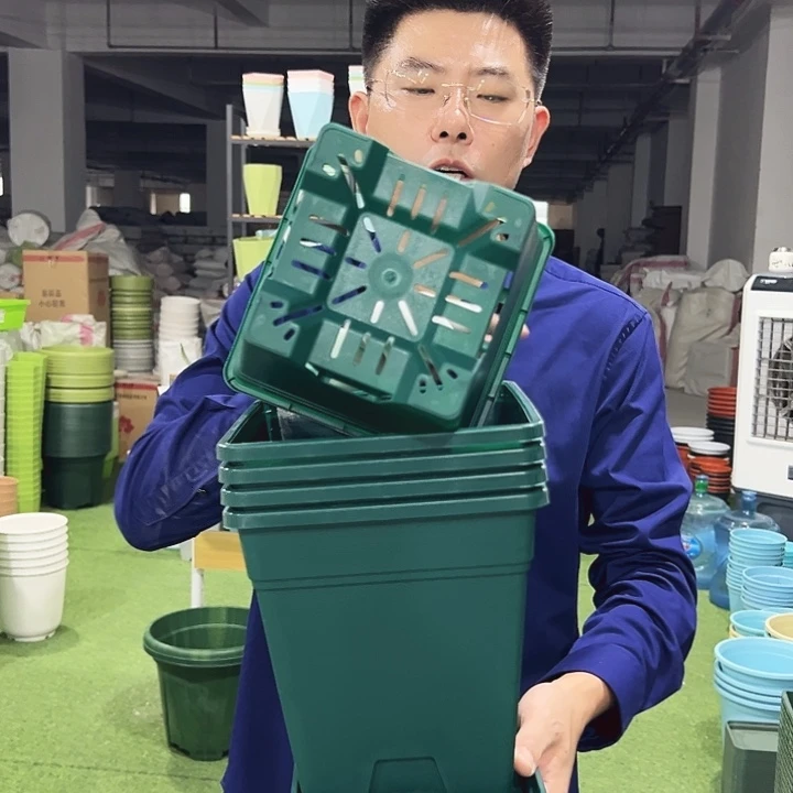 正品方盆口20高22墨绿5只带托