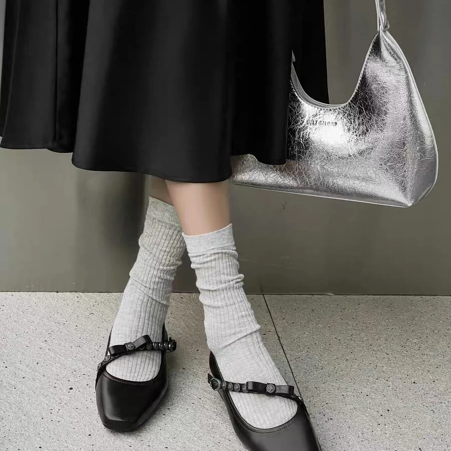 法式高级感绝美气质时尚玛丽珍单鞋新款低跟百搭小皮鞋子23-128