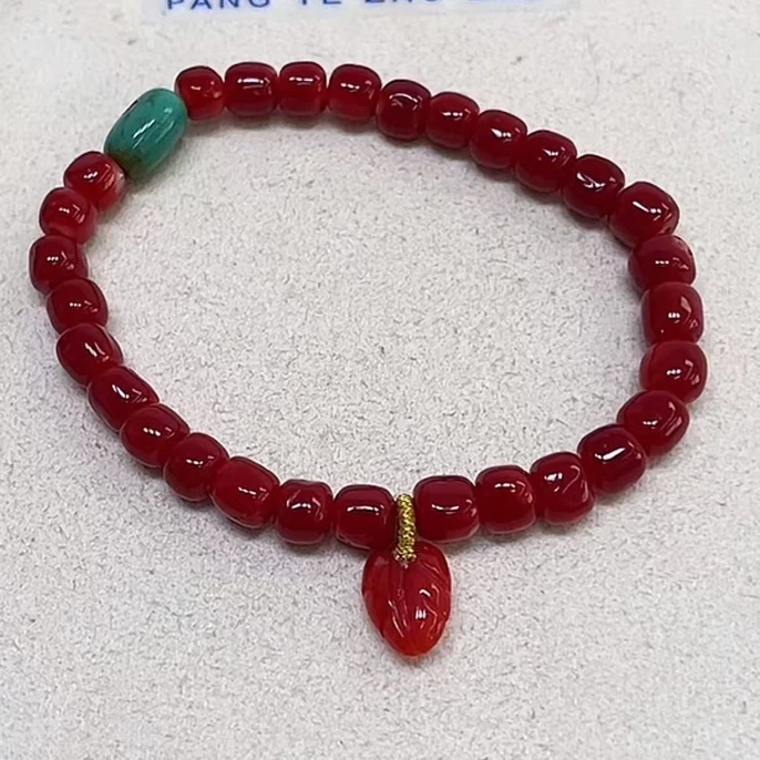 天然珊瑚日料阿卡牛血手链