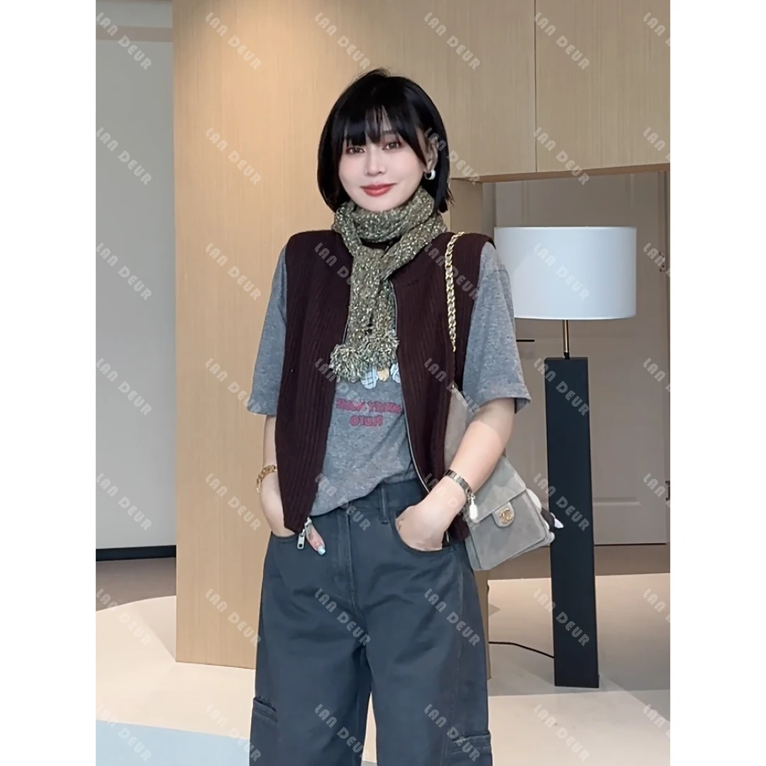 JIUJIU【星河绮梦】绵羊毛浣熊毛兔毛设计感立领针织毛衣马甲女