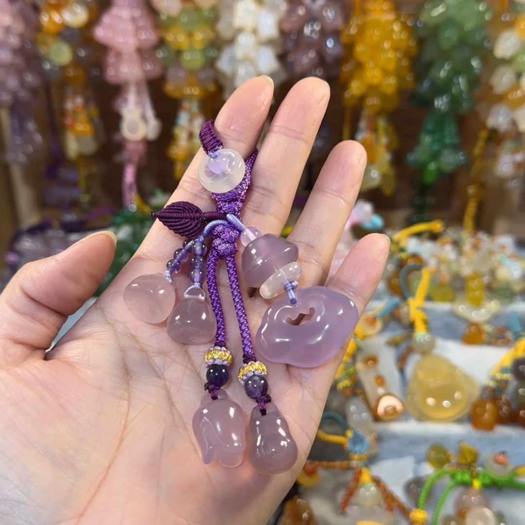 玛瑙/玉髓未镶嵌钥匙挂件