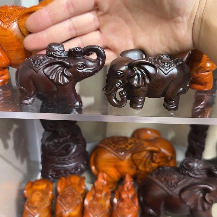 木黑檀木10如意上下象一对