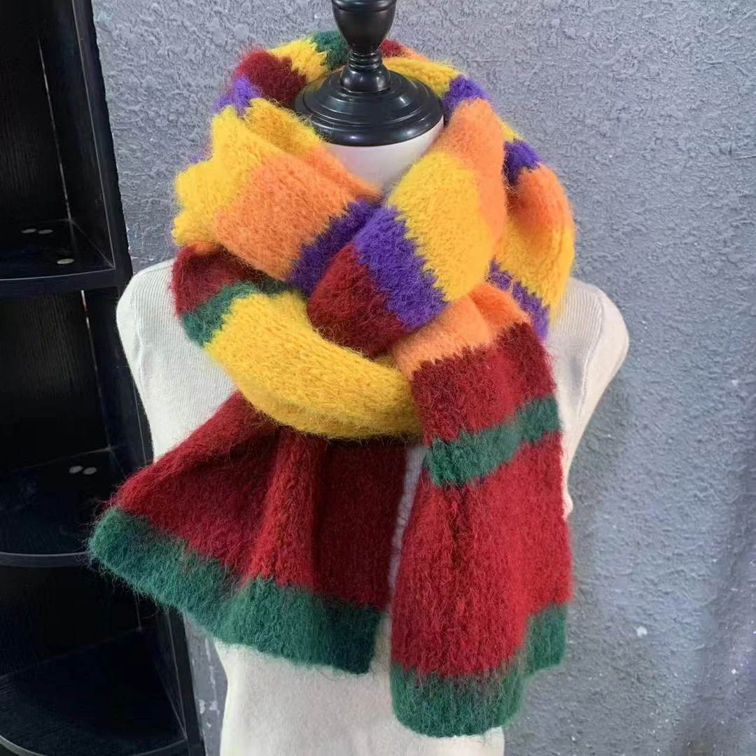 【直播专属】澳毛拼色百搭保暖时尚气质秋冬款氛围感冬季韩版围巾