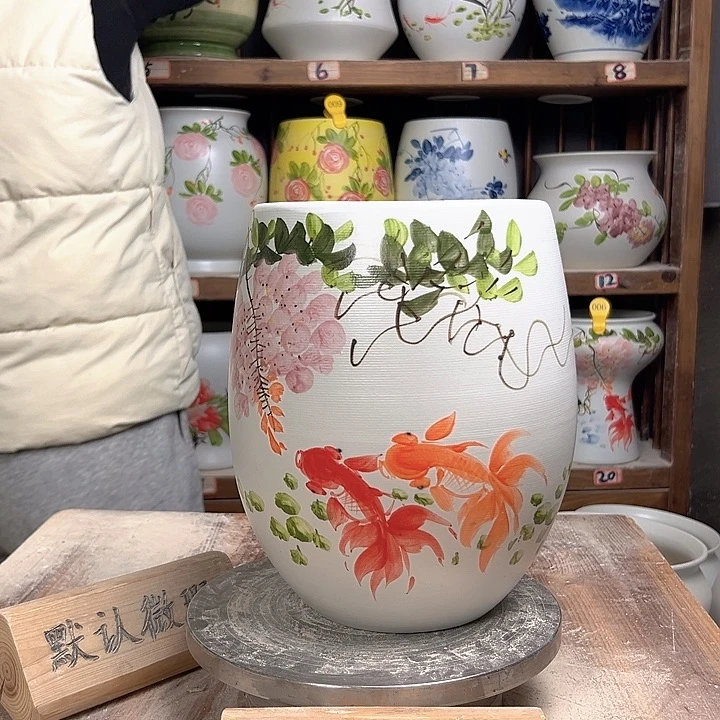 陶但盆鲸鱼紫藤 陶瓷陶瓷陶瓷陶瓷微瑕