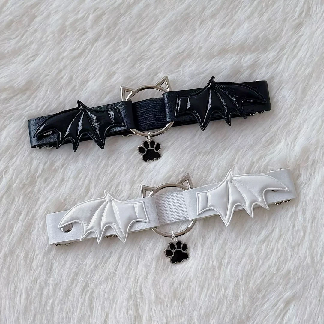 Lolita哥特恶魔翅膀猫爪吊坠皮革腿环腿带女生亚文化jk性感大腿