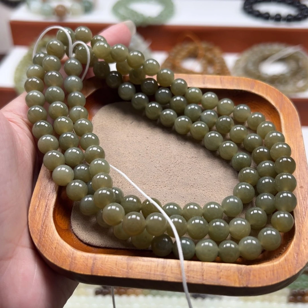 和田玉未镶嵌毛衣链珠串8mm