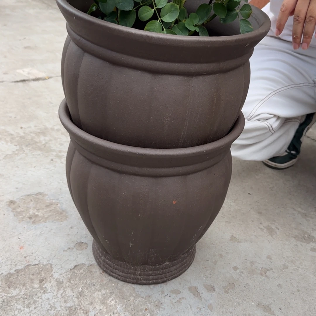 花盆朱泥口30高30宜兴紫砂