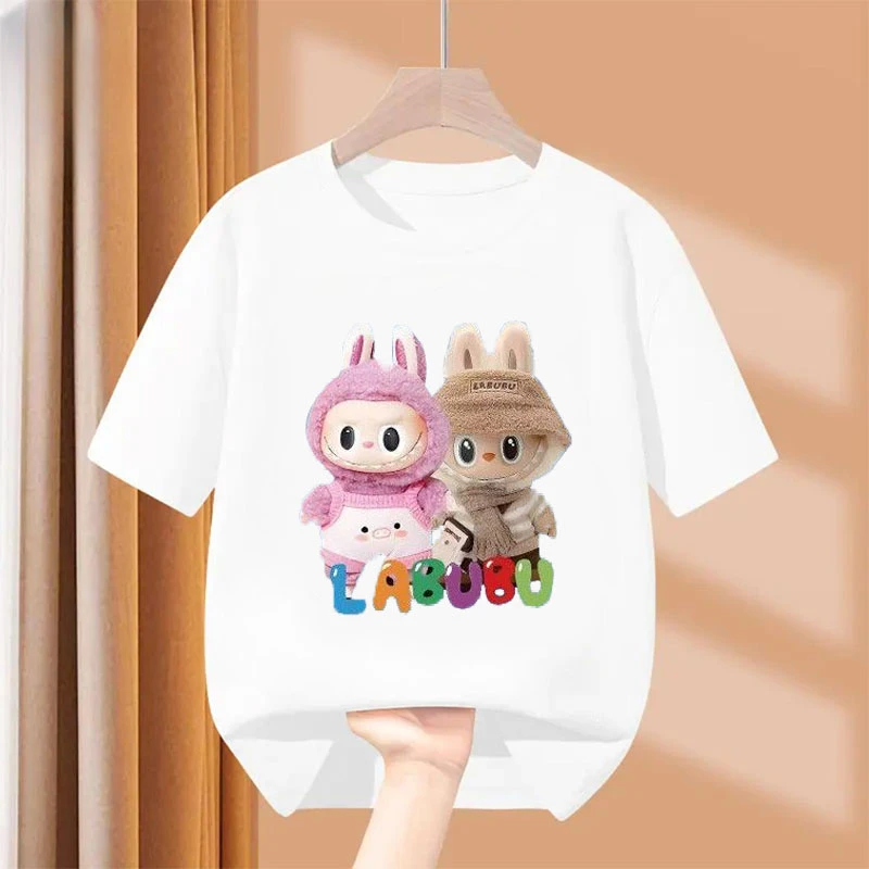 男女童100%纯棉小众印花中大童上衣短袖t恤夏装2025新款宽松休闲