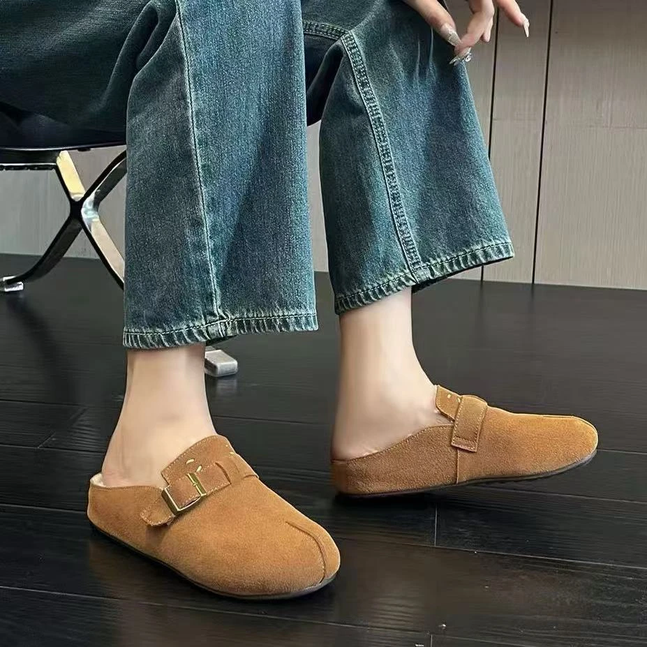 C4900  驼色绒里 韩系时尚年轻勃肯拖鞋