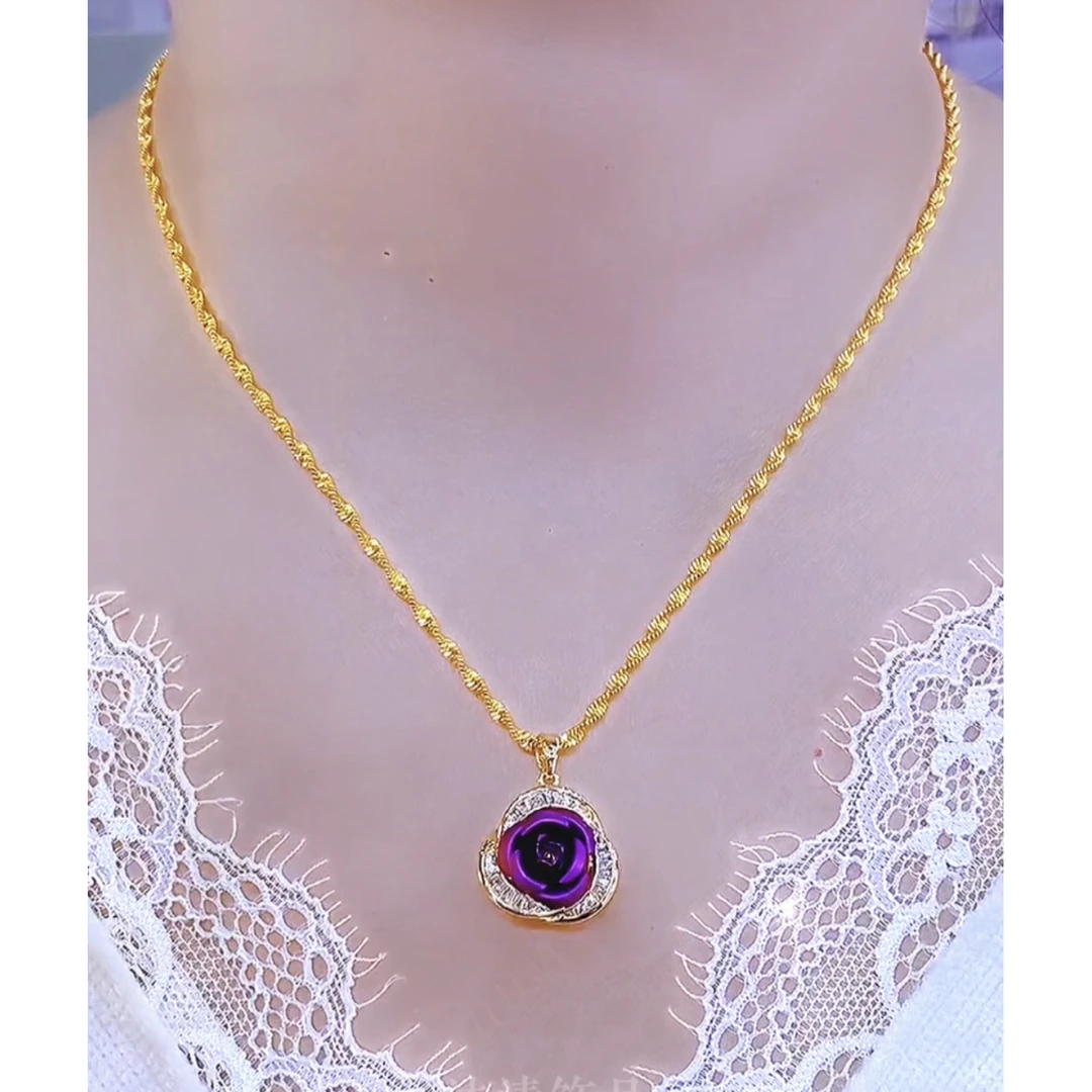 铜合金项链 轻奢百搭气质时尚玫瑰花朵项链