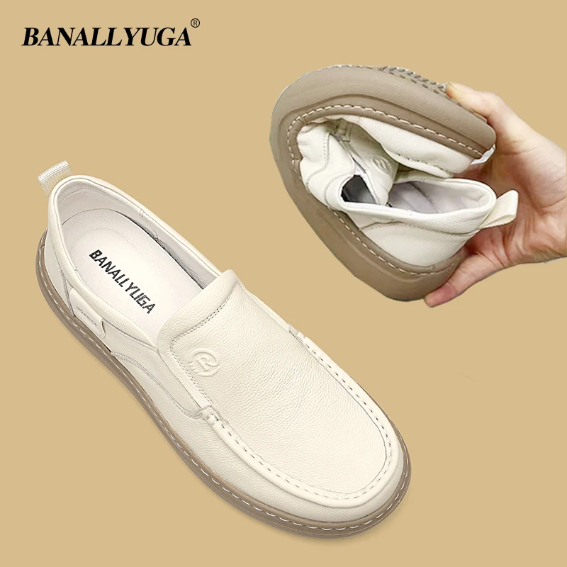 男鞋2025新款真皮头层牛皮软底轻便白色一脚蹬皮鞋男士鞋子休闲鞋