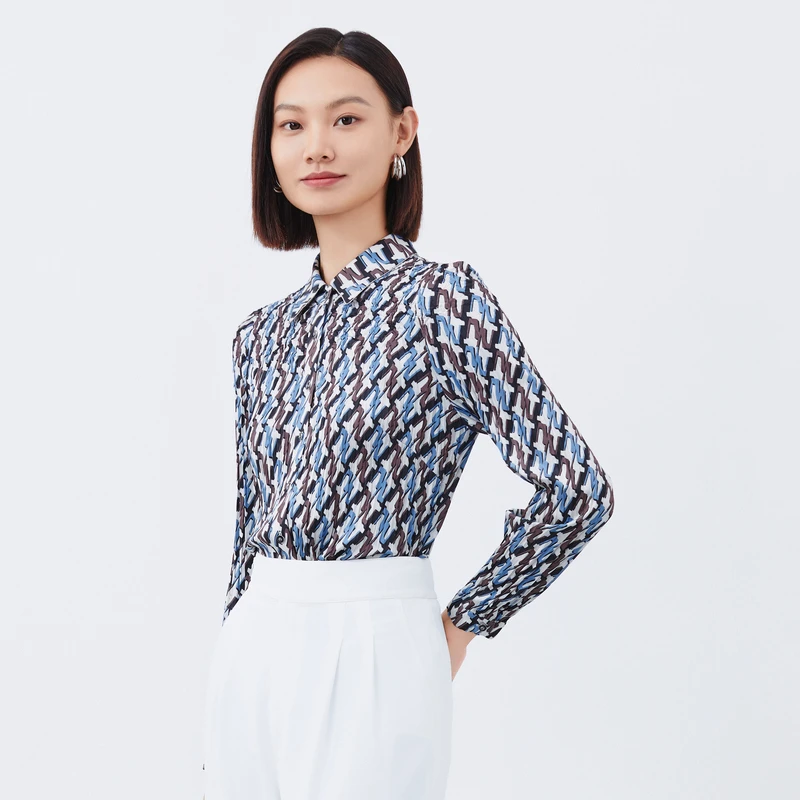 娜尔思博主同款衬衫女早秋新翻领长袖上衣NE00833M2