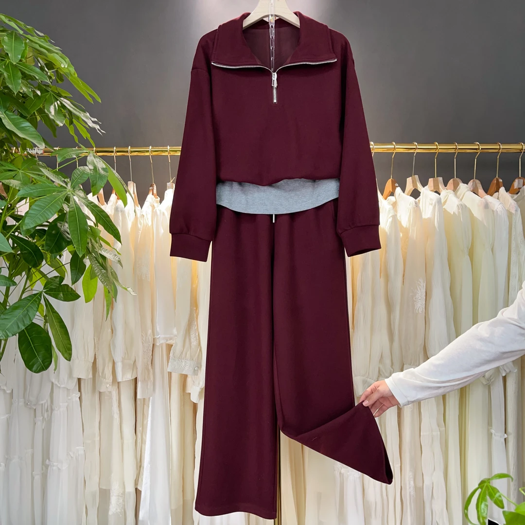 W616 春秋季新款洋气减龄海军领休闲运动卫衣套装