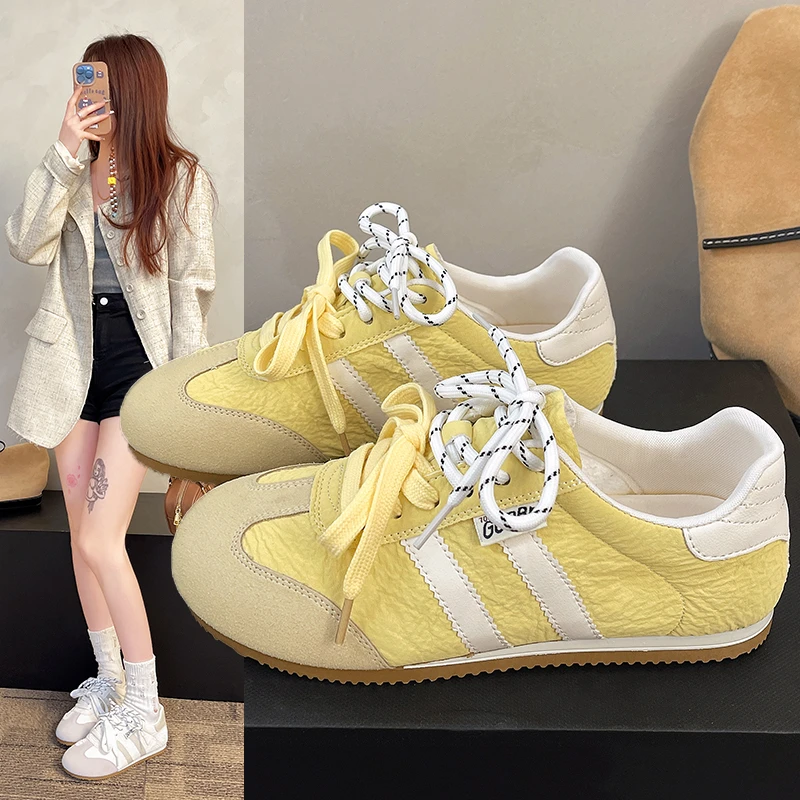 欧货春夏季韩版平底系带德训鞋百搭爆款舒适超软运动女女款板鞋