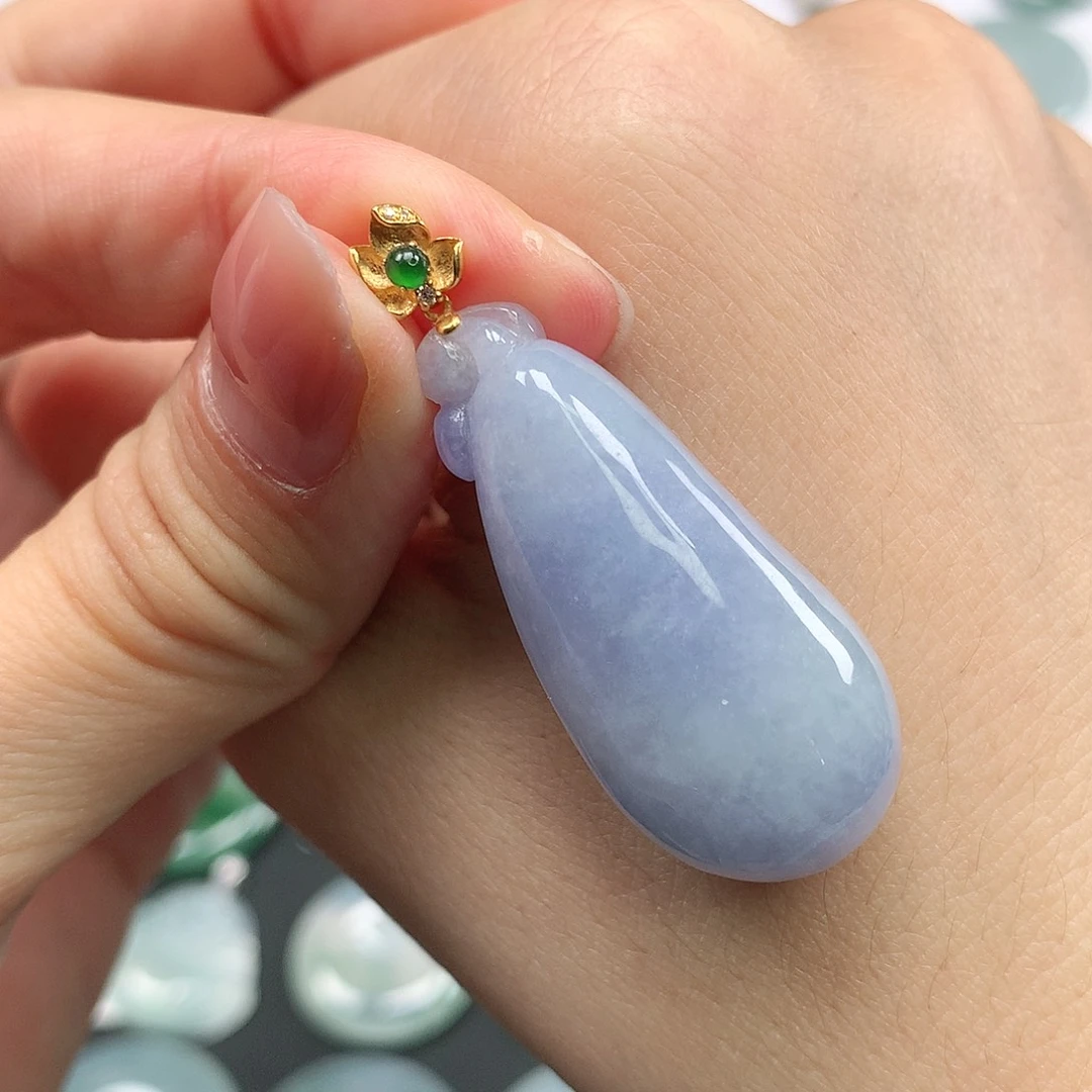 翡翠颈饰18K金镶嵌平安