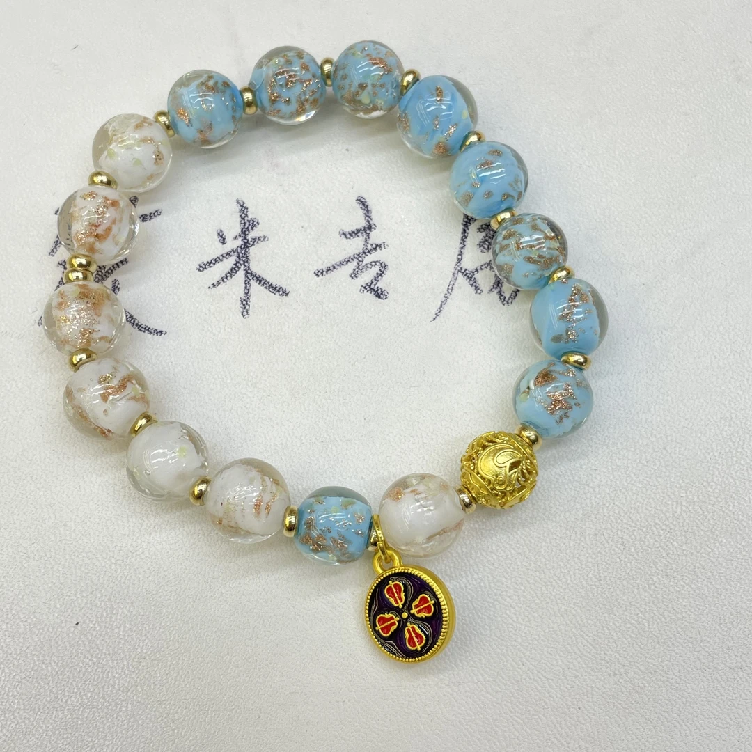 合金琉璃手链 蓝白琉璃手串C362 hn