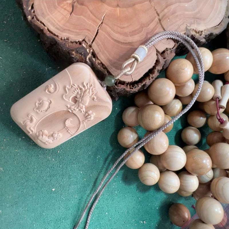 纯天然无漆无蜡沂蒙山老山桃木吊坠精雕望子成龙老山桃木平安无事