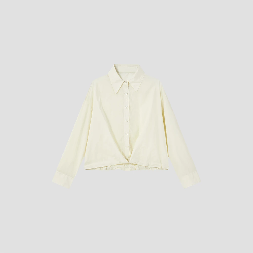 【小禾】“茧光”UPF>50防晒衬衣透感扭结收褶式长袖罩衫25FSN137