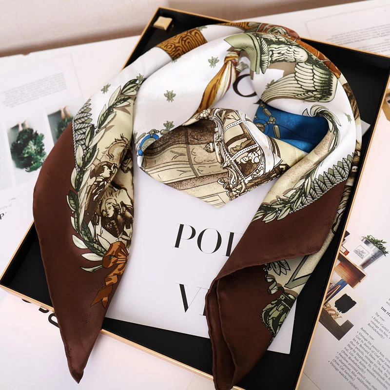 新品 重磅桑蚕丝小蜜蜂提花18姆米斜纹绸双面110大方巾披肩