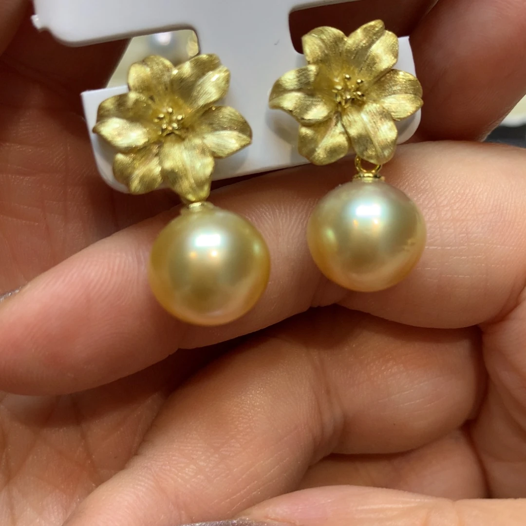 银S925镶嵌海水珍珠耳饰