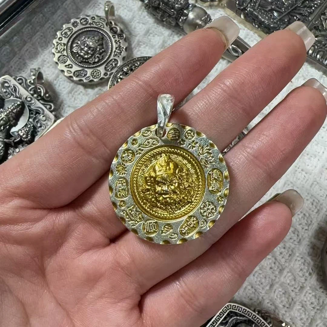 吊坠足银 纯银吊坠黄财神描金版11.7克