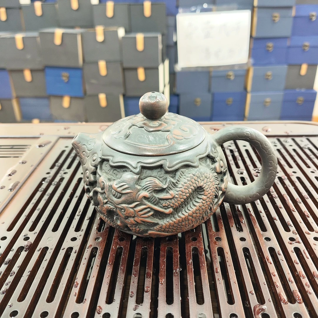 紫陶精雕龙凤西施壶家用功夫茶具(不带礼盒）