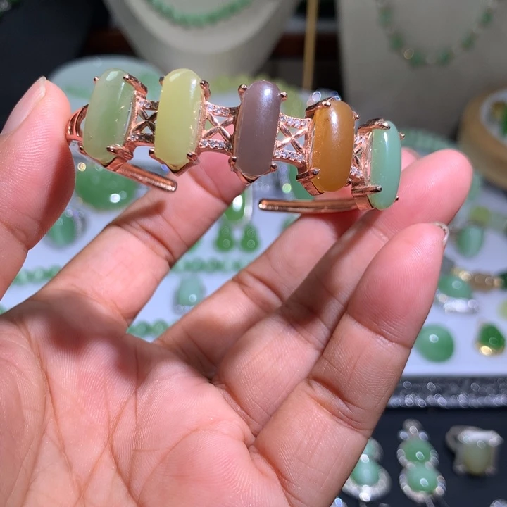 和田玉（糖玉）手镯银S925镶嵌