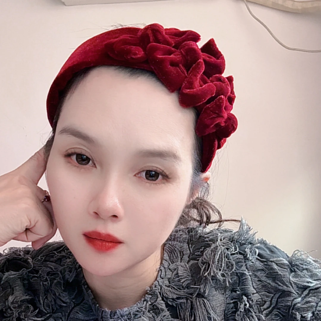 法式复古金丝绒玫瑰发箍高级感宽边头箍时尚轻奢气质发饰