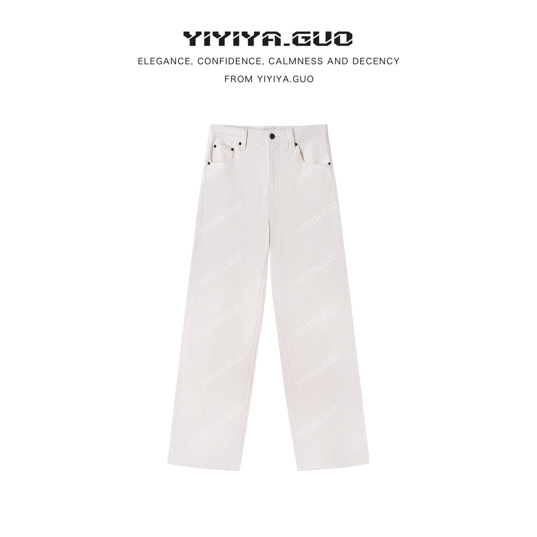 yiyiya.Guo艺艺吖【显瘦白牛】新款百搭休闲直筒牛仔裤120089SS52