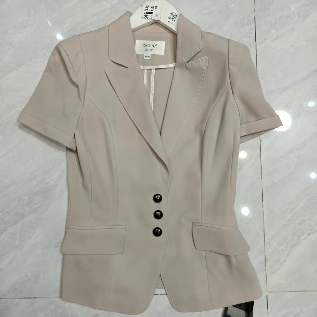 1451西装百搭宽松型短袖三分袖做旧中袖时尚女夏季纯色