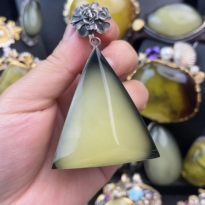 琥珀银S925镶嵌裸石