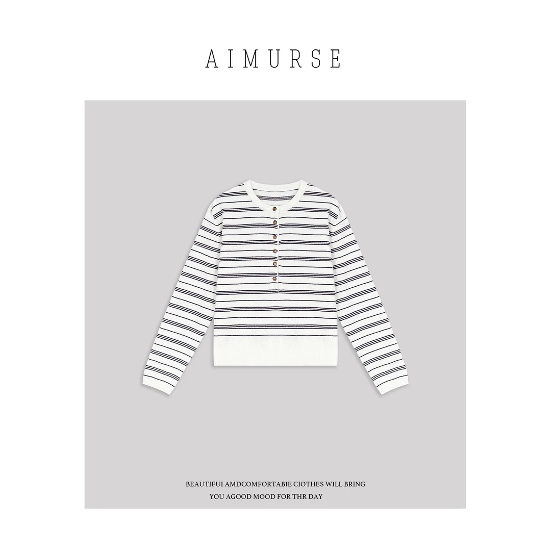 AIMURSE【落日巡航】小众设计师 羊毛秋冬半扣百搭休闲毛衣 AM30037