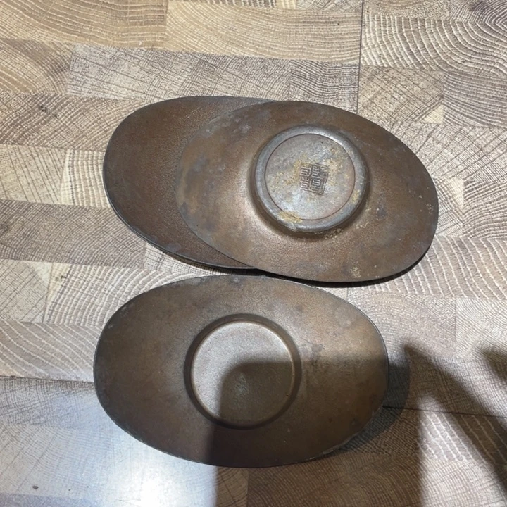 五个锡茶托茶道具摆件摆件