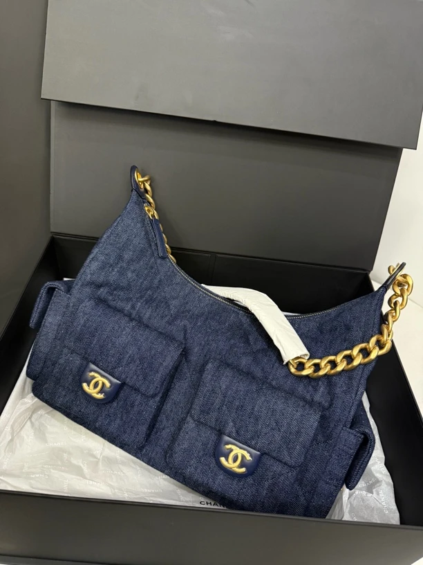 99新 Chanel/香奈儿 25C牛仔Hobo包/芯片30Cm/JJ5053004