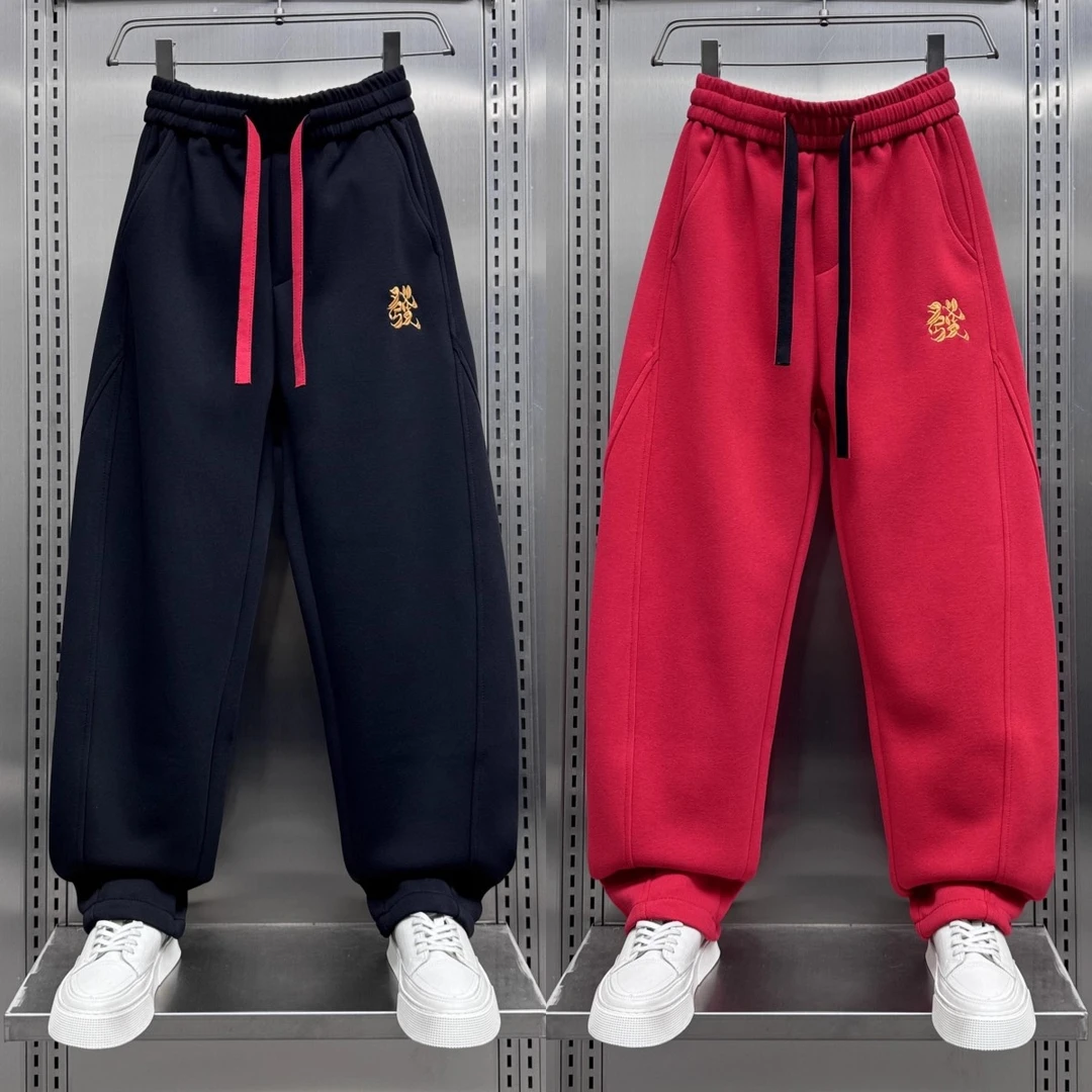 仓石一树2025春季刺绣弯刀休闲裤男女同款宽松直筒运动裤痞帅长裤