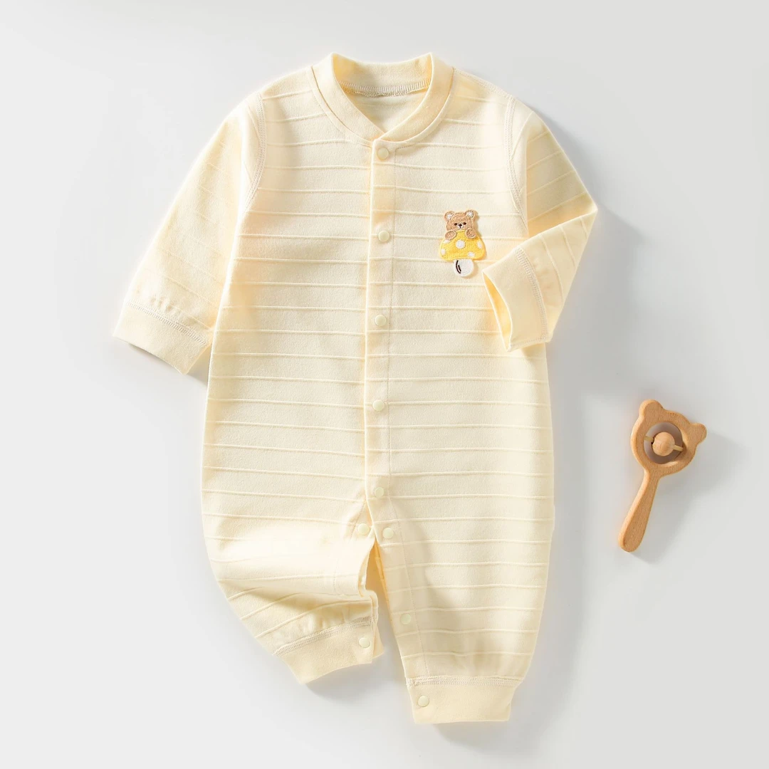 易帛专享）新生儿连体衣纯棉无骨春秋宝宝睡衣A类长袖打底衣婴儿爬