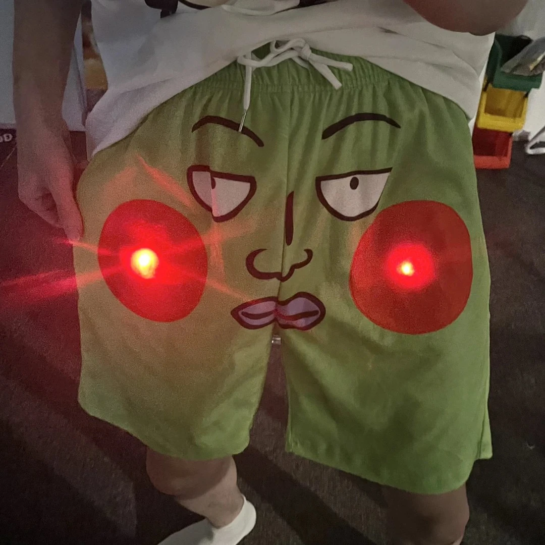 【艺凡】搞怪发光小酒窝短裤男夏季新款宽松休闲可爱拍照个人用品