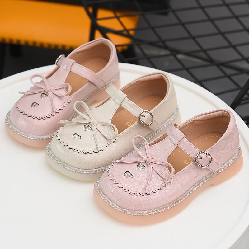 蜡比小星皮鞋蝴蝶结公主鞋2025春秋季新款小皮鞋中大童女宝宝单鞋