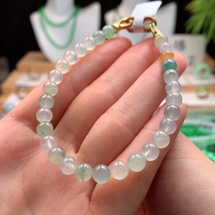 翡翠未镶嵌手串天然缅甸A货翡翠卡6.1mm