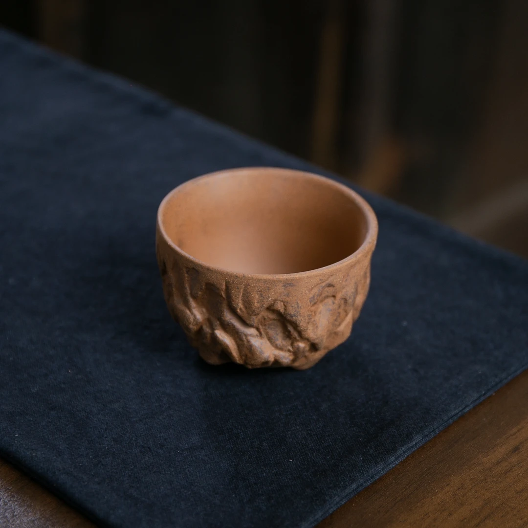 【正版川冶】随型岩石杯.6801.粗陶老岩泥中式主人杯品茗杯.SL