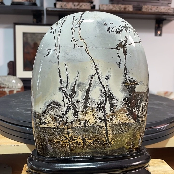 石材广西国画石草花石摆件