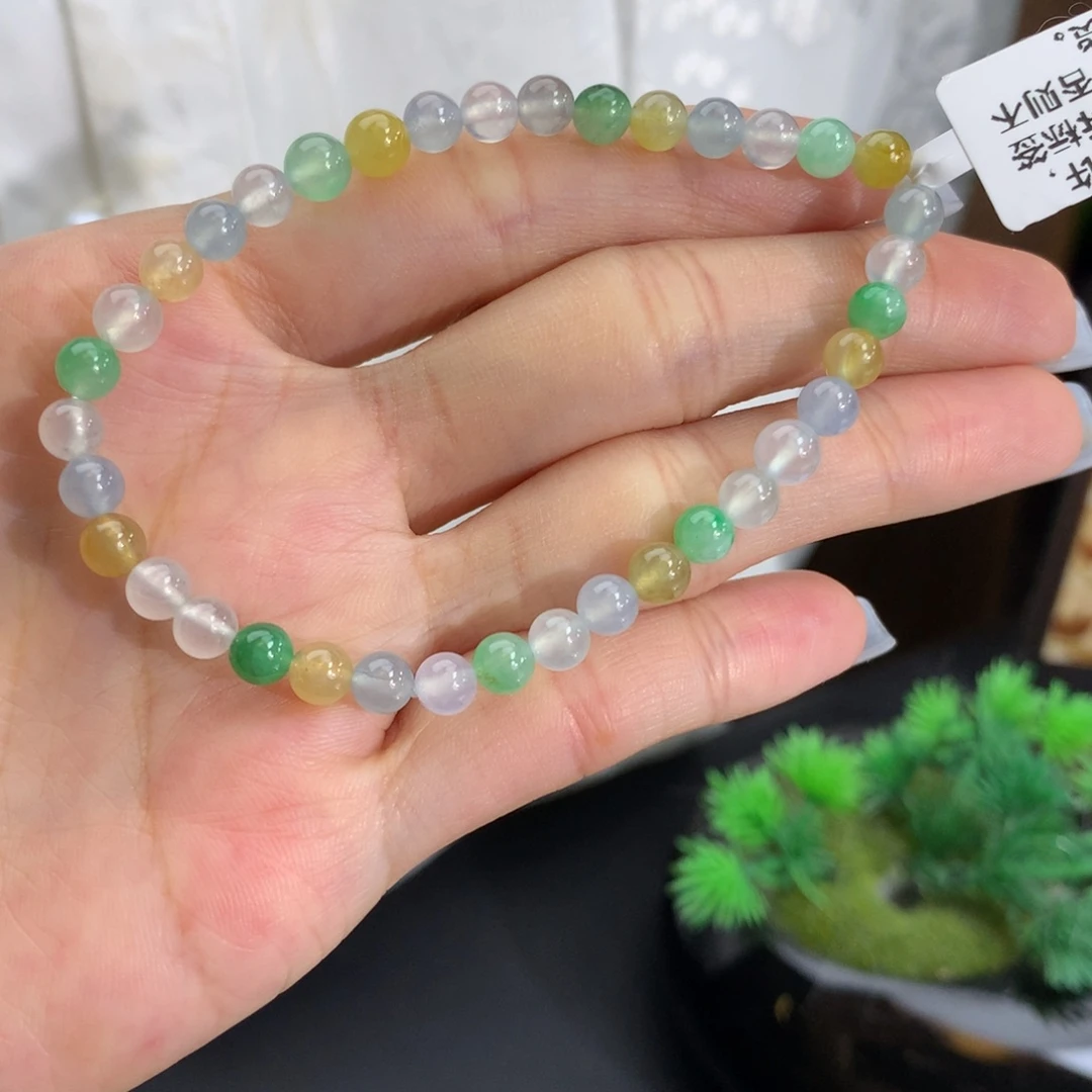 翡翠未镶嵌手串卡4.8-5.3冰多宝手串