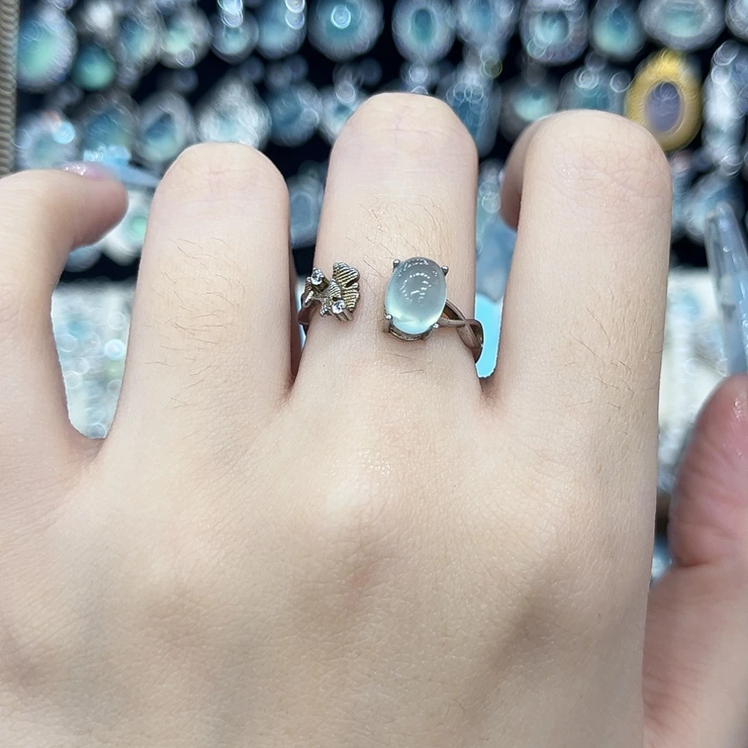 岫玉银S925镶嵌戒指