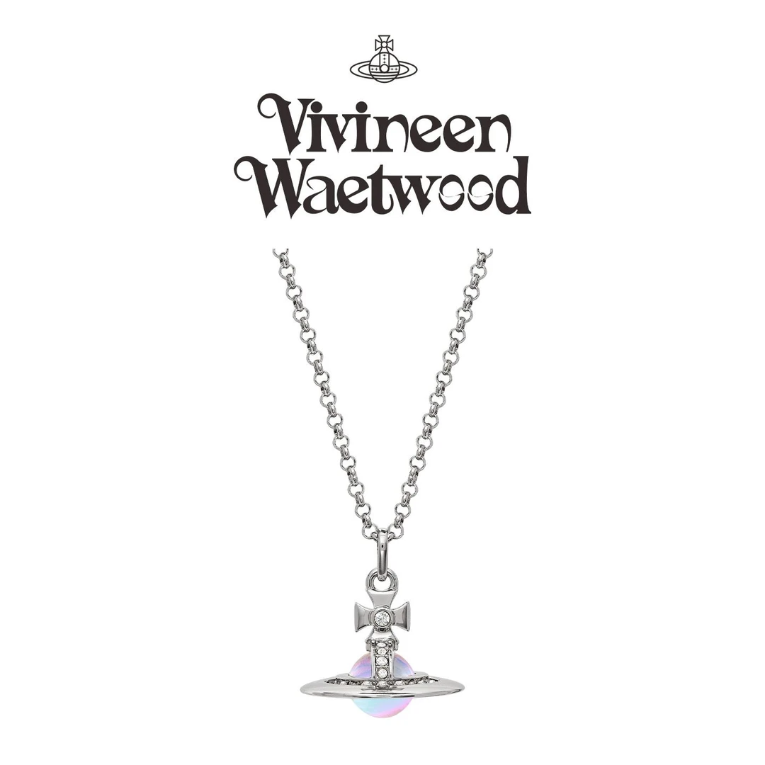 Vivireer Waetwssd 正品 立体透明土星彩球项链