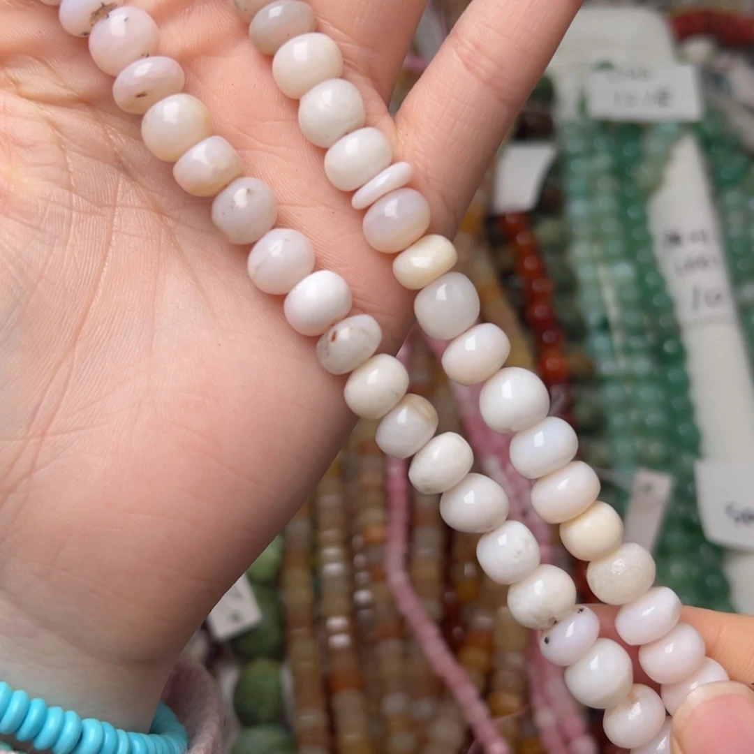 玛瑙/玉髓合金珠宝半成品L768。10mm粉澳宝糖豆一条
