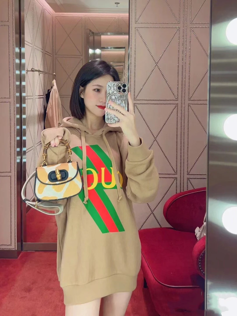 全新未使用 GUCCI/古驰 【兔子香港】棕色织带闪电连帽卫衣60220